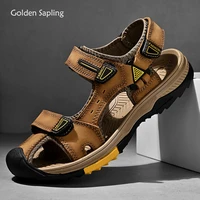 golden sapling retro sandals genuine leather mens beach shoes leisure flats classics men summer sandals outdoor clogs footwear