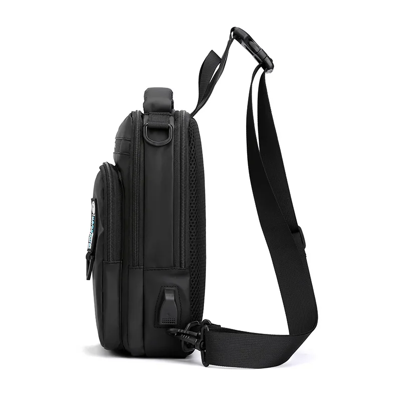 Men's Multifunctional Chest Bag Outdoor Leisure Shoulder Messenger Bag USB Rechargeable Chest Bag Travel Anti-theft Backpack