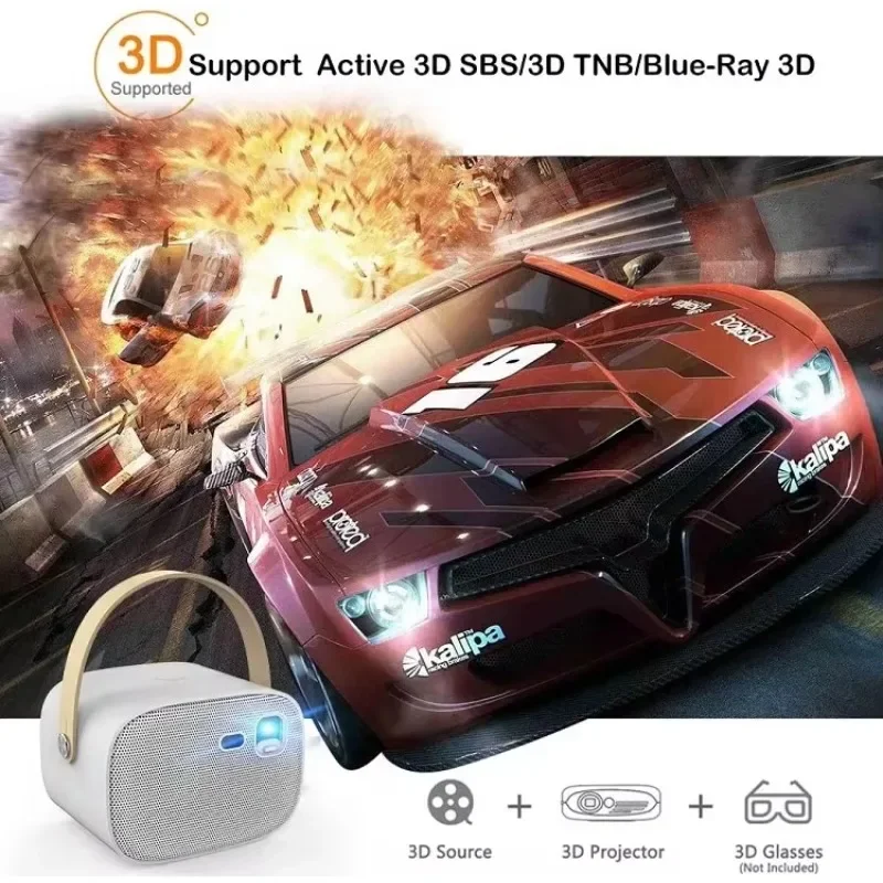 Фото Портативный 3D 4K Android видеопроектор WOWOTO 2026, 2000 люмен, Wi-Fi, Bluetooth, LED DLP, для домашнего кинотеатра, безэкранный мини-проектор для смартфона №4