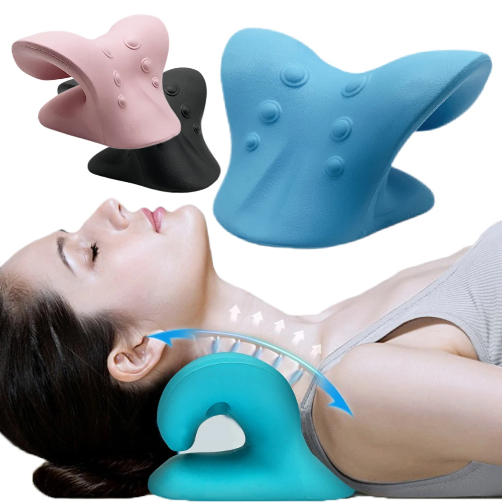 

Neck and Shoulder Relaxer Corrector Vertebra Massager Cloud Pillow Cervical Stretcher Acupressure Point Relief Pain Traction