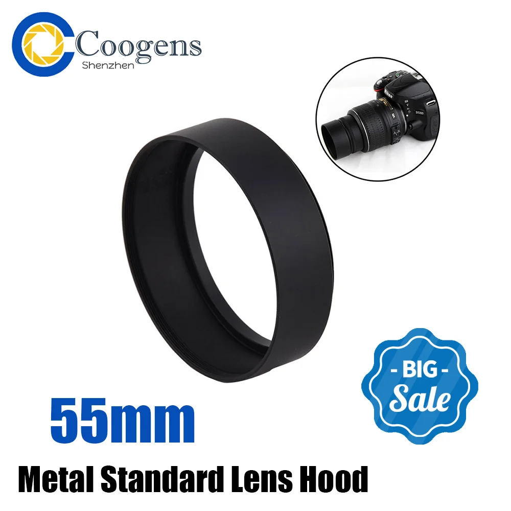 

55 55mm Metal Standard Lens Hood Screw-in For Canon EOS Nikon Sony Fuji Pentax DSLR D5600 D5500 D5300 D7500 Camera Accessories