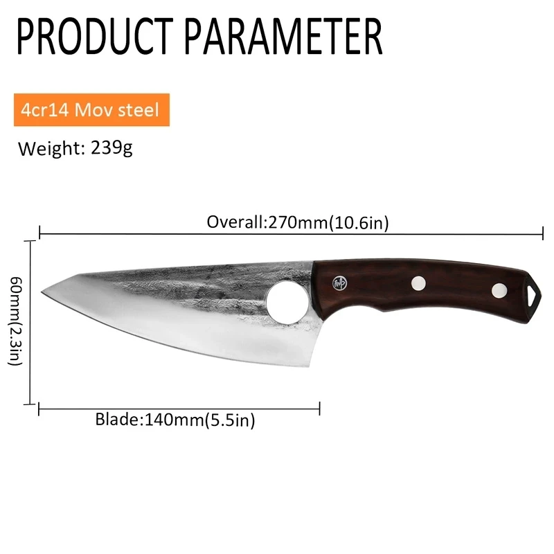 Нож ручной Кованый из нержавеющей стали кухонный резец для мяса нож кемпинга