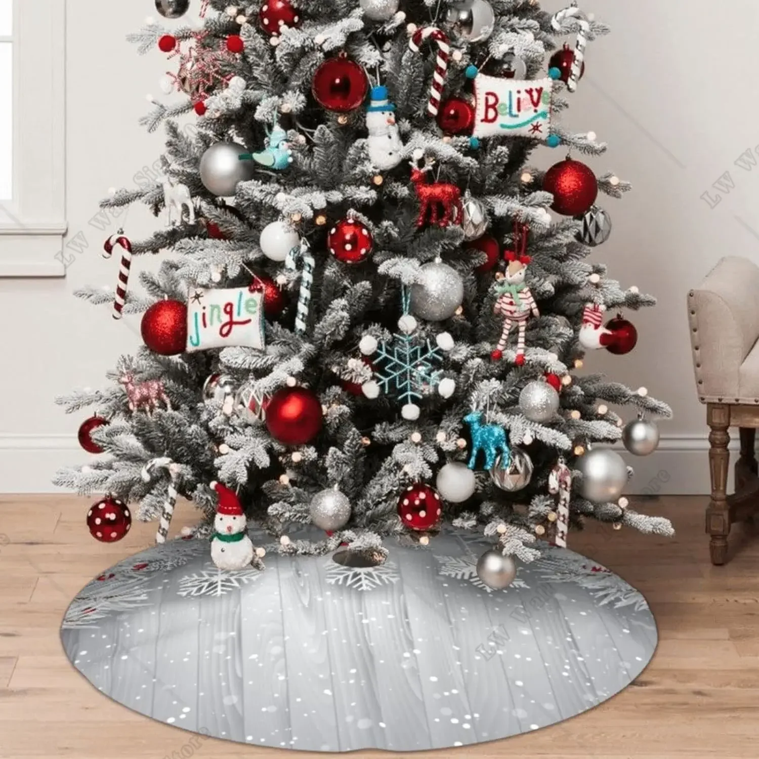 Белый Рождественский шар елочный лист снежинка елочная юбка юбки коврик