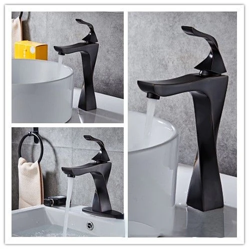 

Copper European-Style Black Bronze Faucet Heightened Surface Plate Washbasin Hot and Cold Faucet