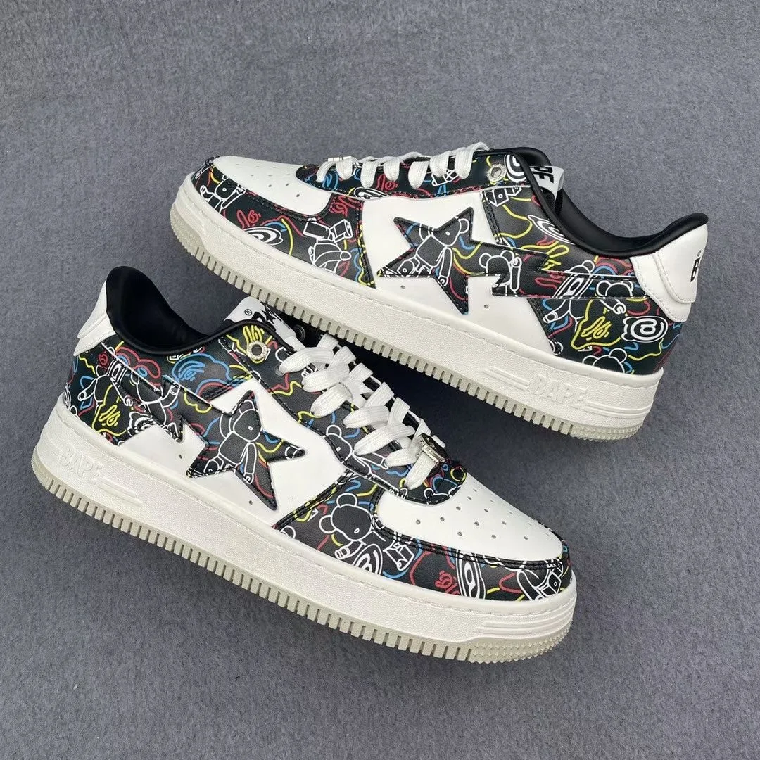 

Bapes Outdoor Sneakers with Box Ape Head STAR Men's and Women's Skateboard Casual Shoes