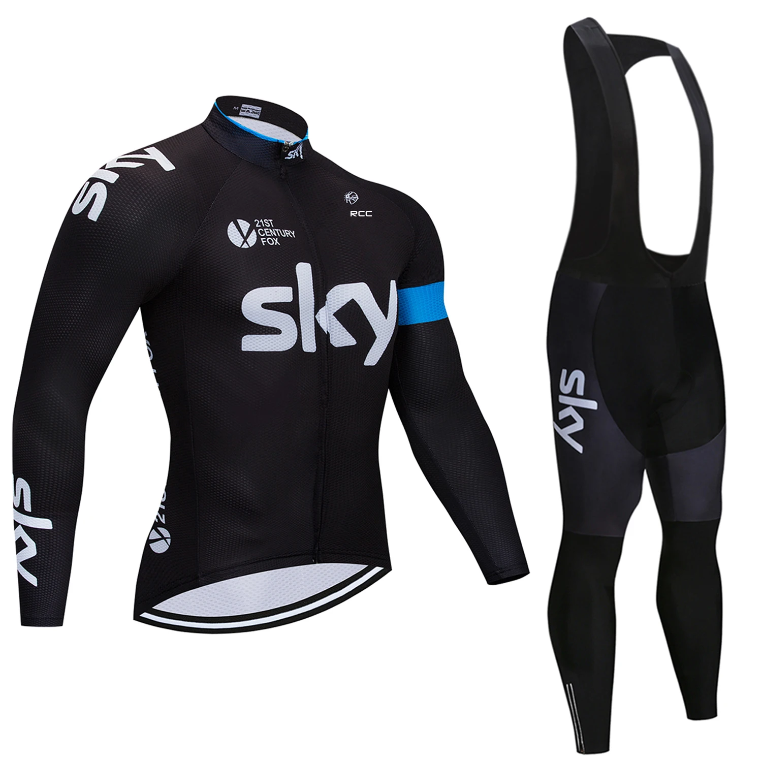 Мужской комплект велосипедного трикотажа RCC Sky с длинными рукавами и гелевой