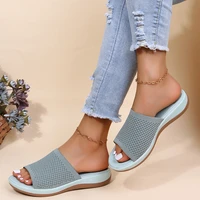 knitting fashion leisure women slippers outdoor beach flat non slip woman sandals soft cozy sexy slides summer new shoes 2022