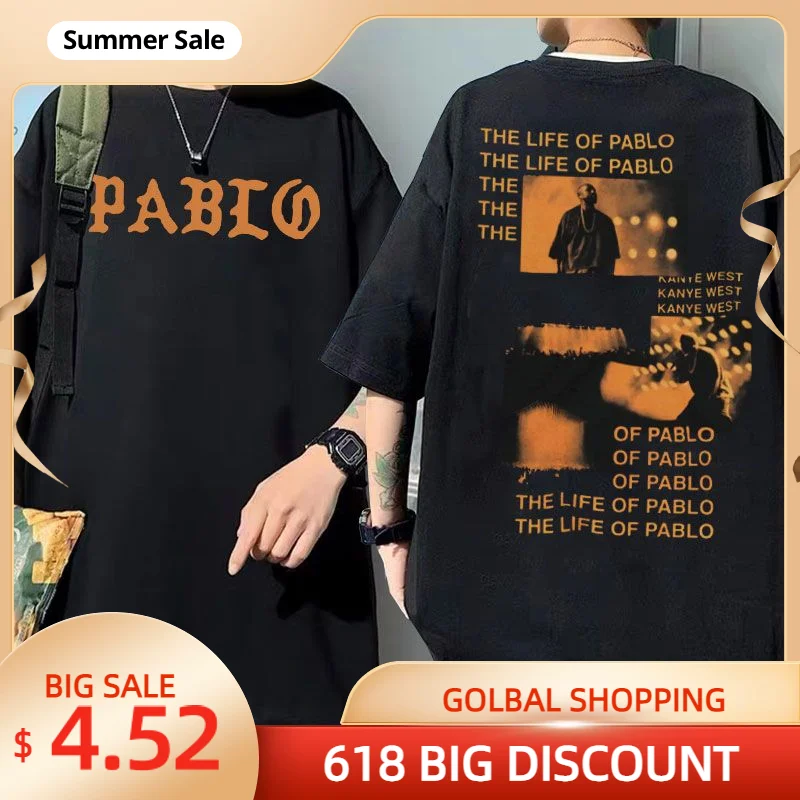 

Kanye West Pablo Graphics Print Tshirt THE LIFE OF PABLO T Shirt Summer Men Women Hip Hop Fashion Oversized Short Sleeve Tees