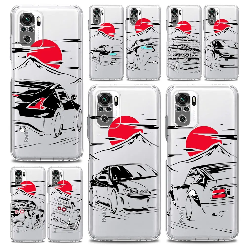 

Japan JDM Sports Cars Male Men Phone Case For Xiaomi Redmi Note 12 Plus 10C 10 11 9 8 Pro 9S 7 8T 9T 9A 9C 5G Soft Clear Cover