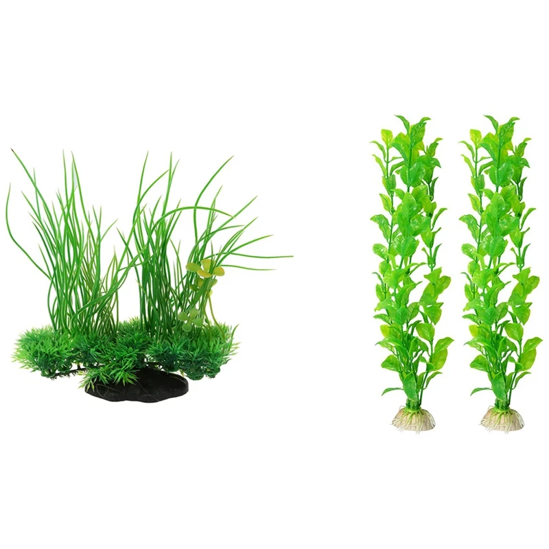 

Зеленое пластиковое растение для аквариума, 2 шт., с украшением для аквариума, водные растения, кварцевые Искусственные коралловые растения