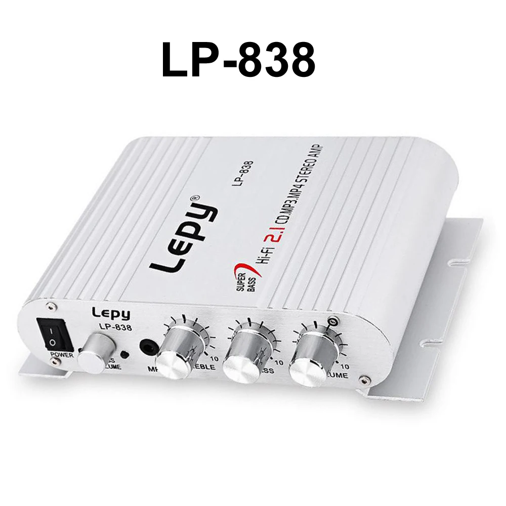 

LP-838 Hi-Fi Car Amplifier Stereo Subwoofer Audio amplifier for Smart phones computers 20WX3RMS MP3 MP4 DVD players