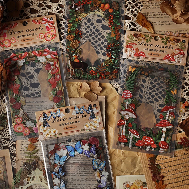 

8 шт./упаковка, декоративные наклейки в виде бабочек