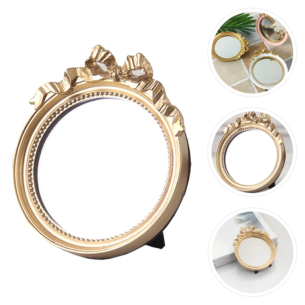 

1Pc Circular Bowknot Mirror Make Portable Bowknot Resin Mirror