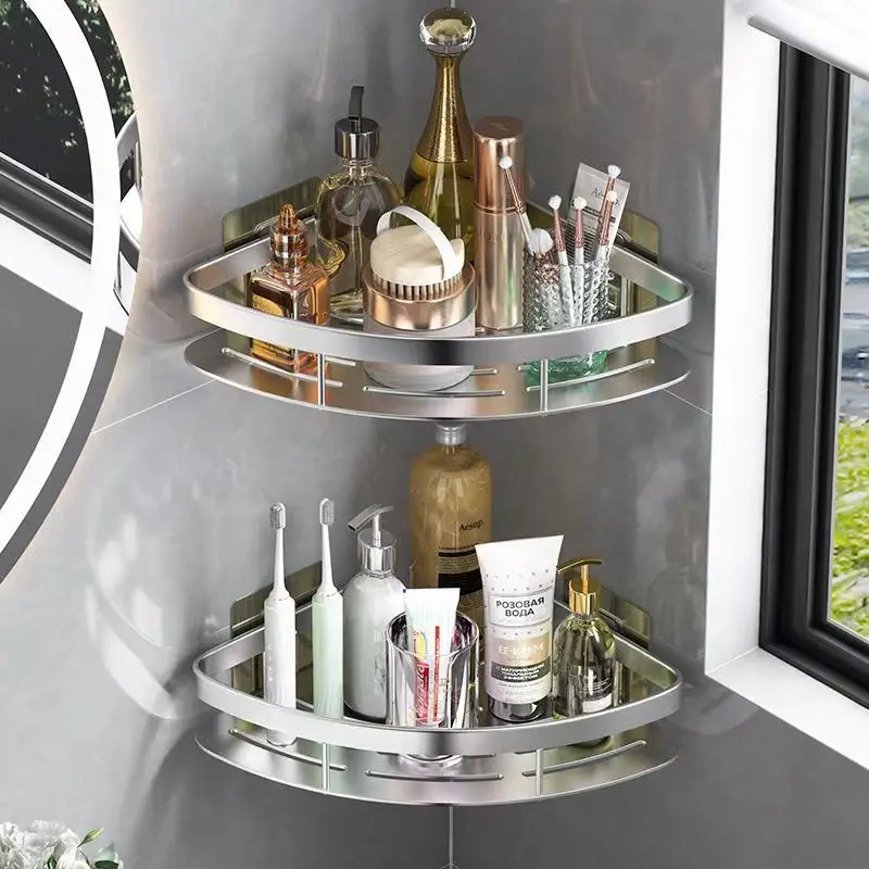 

Aluminum Alloy Bathroom Shelf, Makeup Storage Organizer, Shampoo Rack, Shower Shelf, Bathroom Accessories, No Drill Wall Shelf,