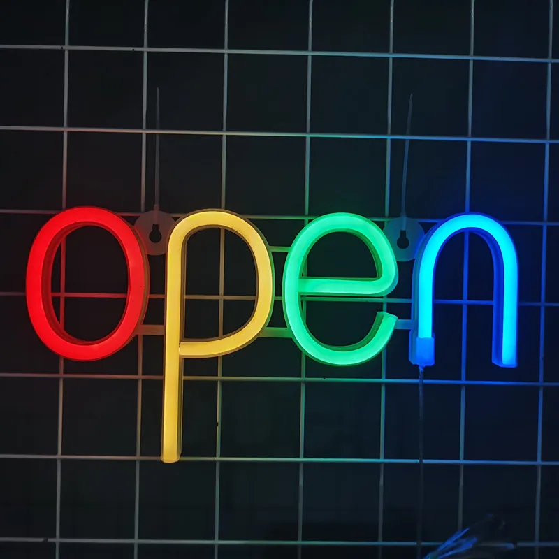 Open Sign Neon Light LED USB & Battery Case Powered Store Shop Business Advertisement Night Lamp Wall Door Window Hanging