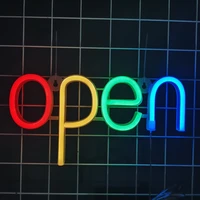 open sign neon light led usb battery case powered store shop business advertisement night lamp wall door window hanging
