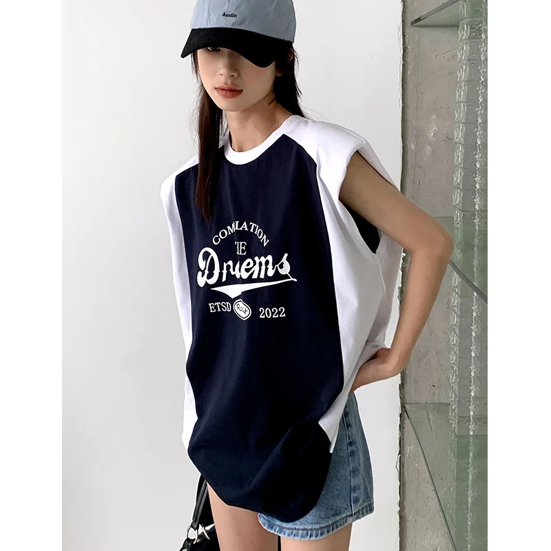 

Футболка женская хлопковая без рукавов контрастных цветов, 100%