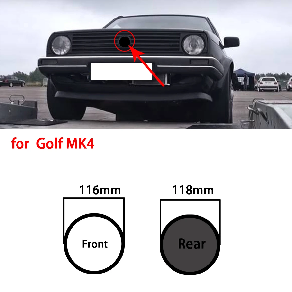 

Gloss Black replacement 116mm Front Grill Cover+ 118mm Rear Trunk Lid for Emblem for Logo Fit for Golf MK4 all model 1999-2006
