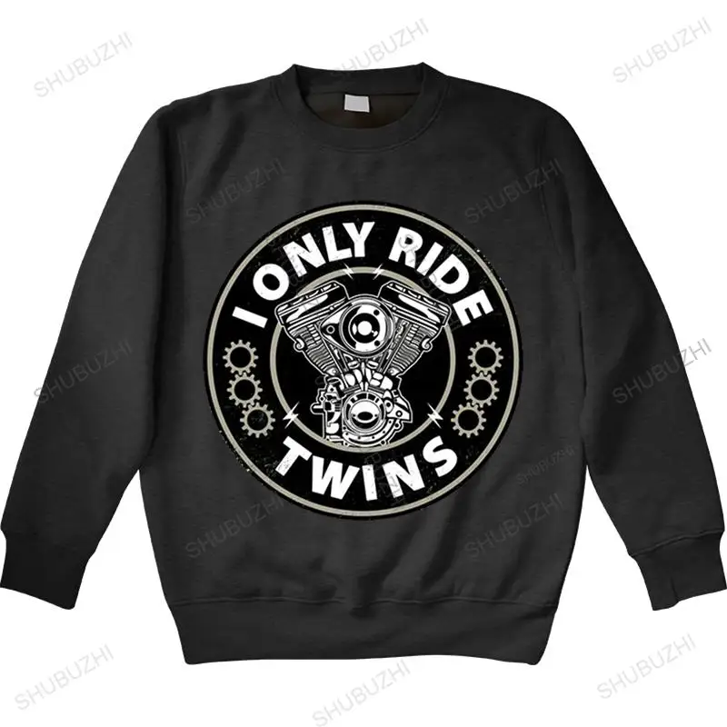 

Мотоциклетная Мужская Байкерская Толстовка I ONLY RIDE TWINS мотоцикл 100% хлопок брендовая зимняя толстовка для мальчиков европейский размер