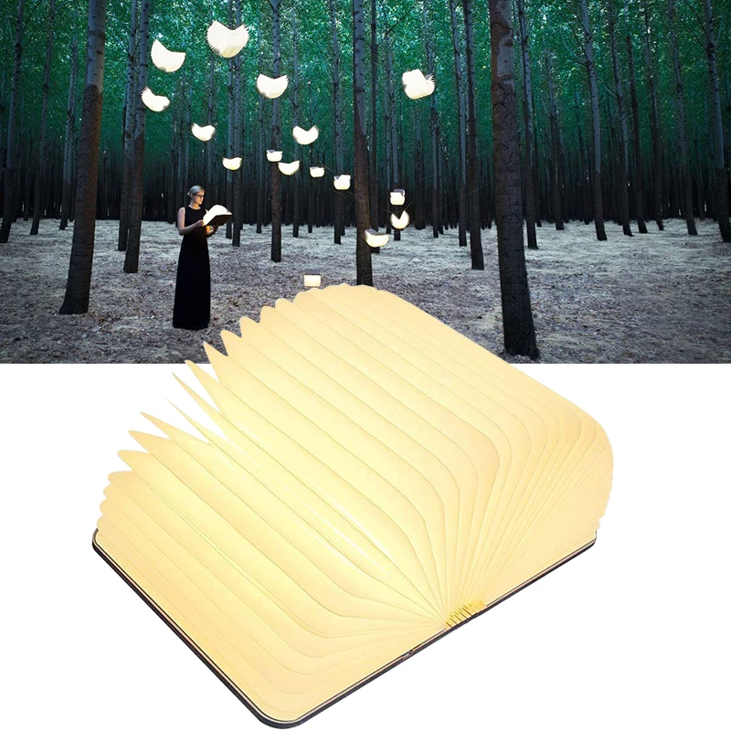 

3D креативная светодиодная книга, портативная деревянная подсветка, 5 В, Usb-зарядка, магнитная Складная Настольная лампа, украшение для дома, 5 цветов