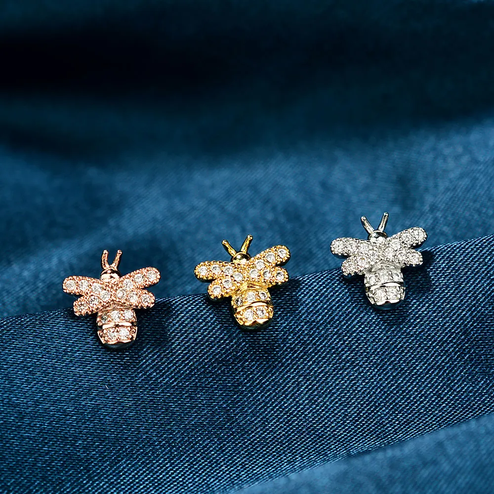 

1Pc Luxury Zircon Earrings Small Honey Bee Earrings for Women Tiny Gold Flower Insect Studs Statement Helix Piercing Jewelry