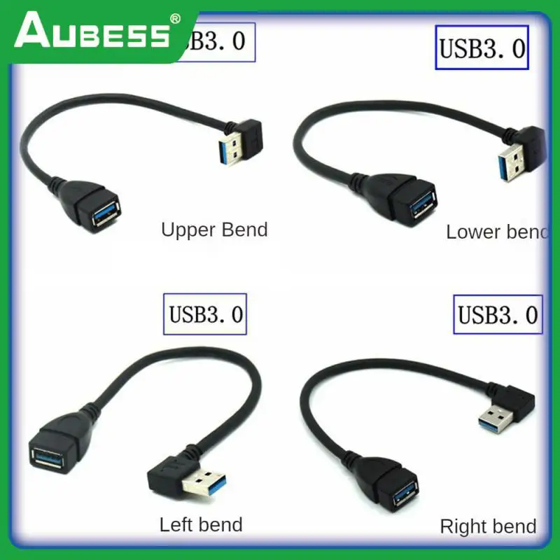 

25cm Long Usb3.0 Elbow Male To Female Extension Cable Black Data Cable Link Is Not Loose Usb Cable Not Easy To Break Bendable