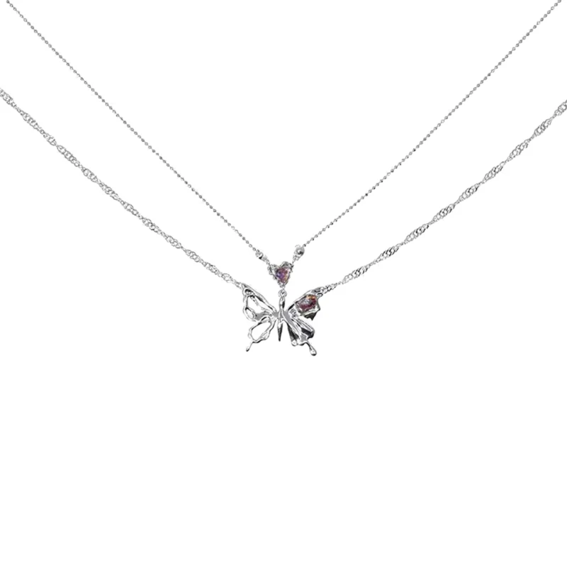 

Crystal Metal Silver Color Multi-layered Necklace for Women Jewelry Gift