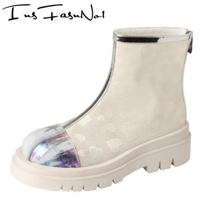 

Женские ботильоны из натуральной кожи с молнией сзади и круглым носком