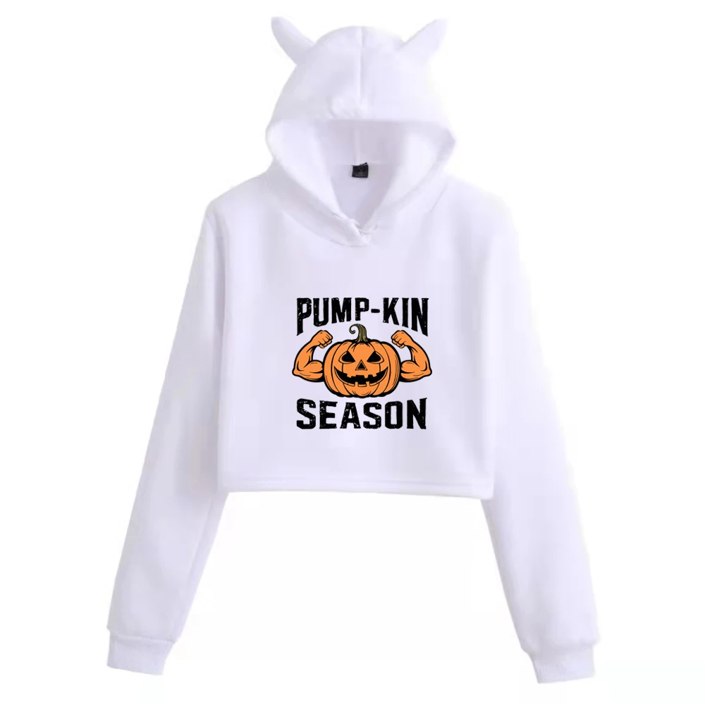 Забавная тыква на Хэллоуин 2024 кошачьи ушки с длинным рукавом сезон тыквы модная