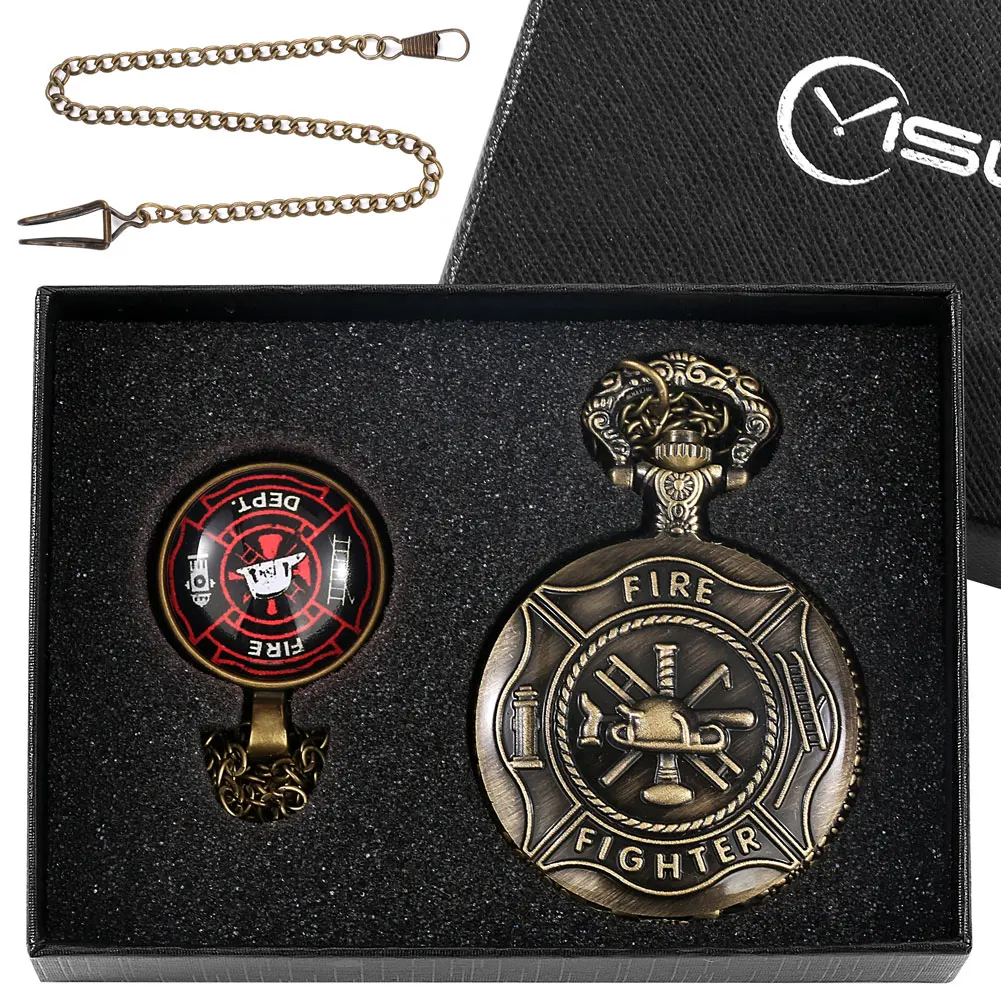 

Men Exquisite Pocket Watch Necklace Set Paster Necklace Thick Chain Unique Quartz Watches Valentine's Day Gift Box for Boyfriend