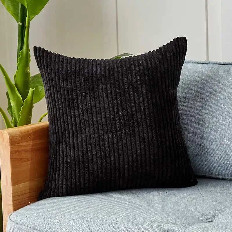 Черные наволочки супер-мягкие полосатые бархатные вельветовые домашние