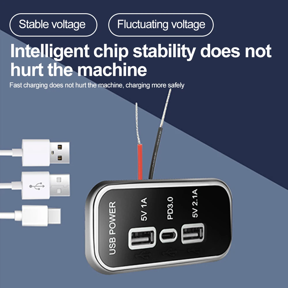 3 порта PD Type-C 2.1A + 1A двойная USB-розетка для автомобильного зарядного устройства