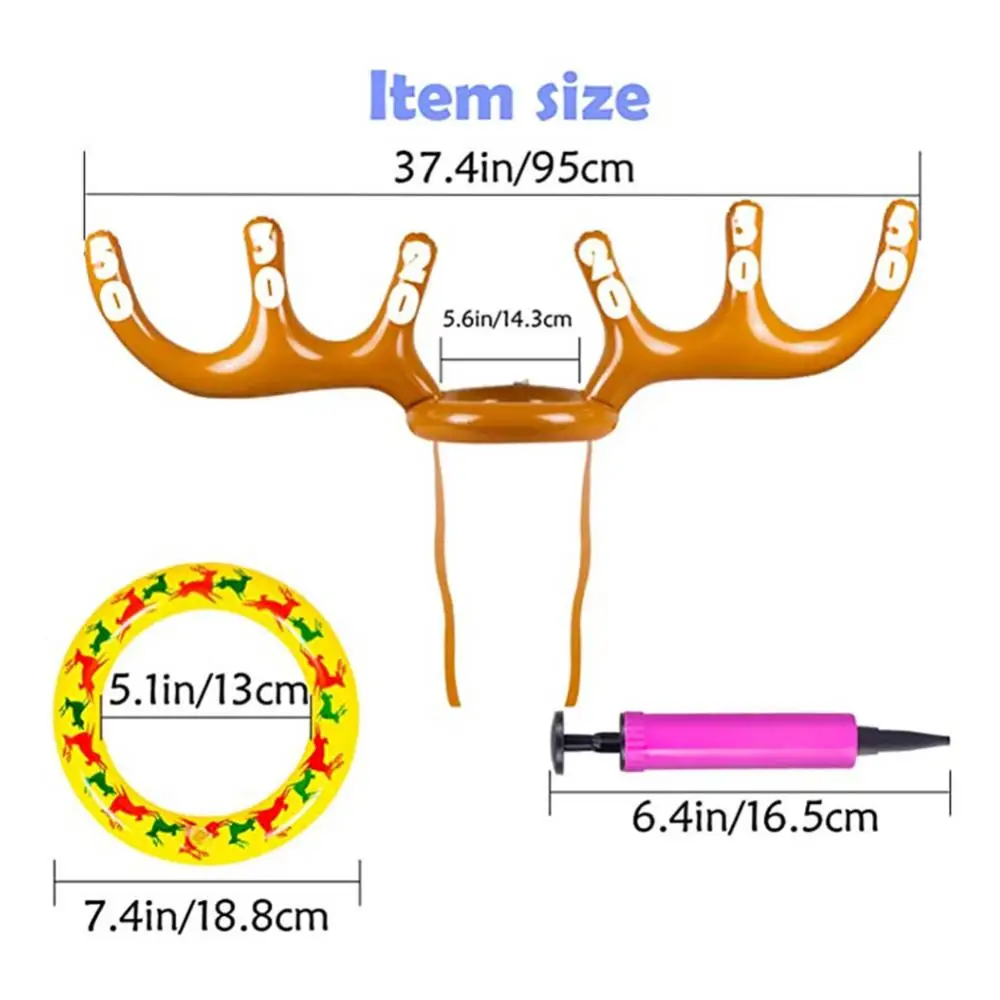 

1 Набор рождественских надувных игрушек для улицы, ПВХ креативная Рождественская игра, надувная игрушка, Забавный олень, рог