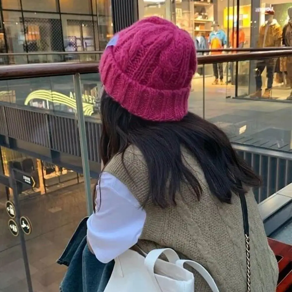 

Knitted Woolen Hat Thick Twisted Woolen Winter Warm Women Cap Beanies Hip-hop Elastic Caps Skullies Men Bonnet Wholesal Ear F8T4