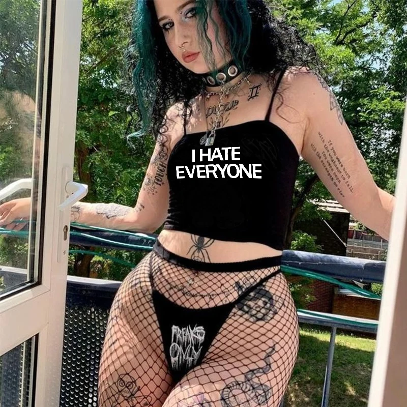 Женский укороченный топ I HATE All футболка с коротким рукавом и графикой в