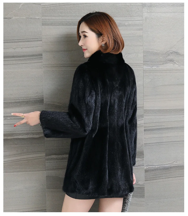 ICCLEK Imitation fur medium length coat 2020 new stand collar imitation mink hair Korean female rabbit hair large women's wear
