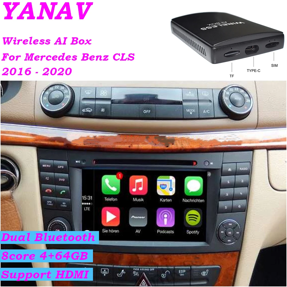 

Carplay Wireless Ai Box Android For Mercedes Benz CLS 2016-2020 Android Auto Car Radio Multimedia Player Smart Box HDMI
