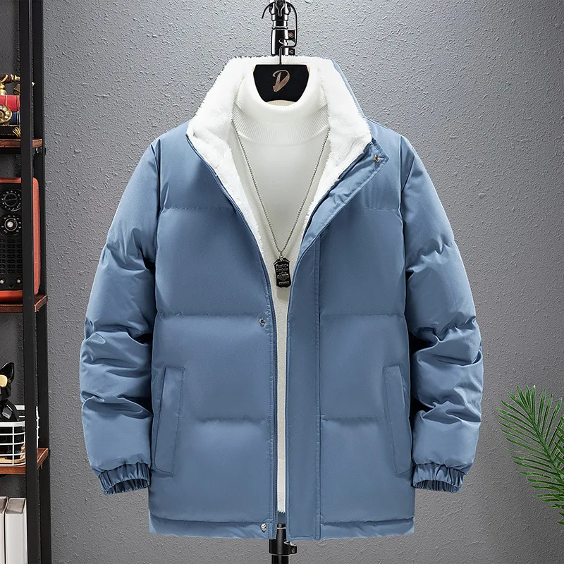Men's Stand-up Collar Padded Jacket Winter Thickened Padded Coat Trend Loose Cotton Clothing Couples Winter Clothing