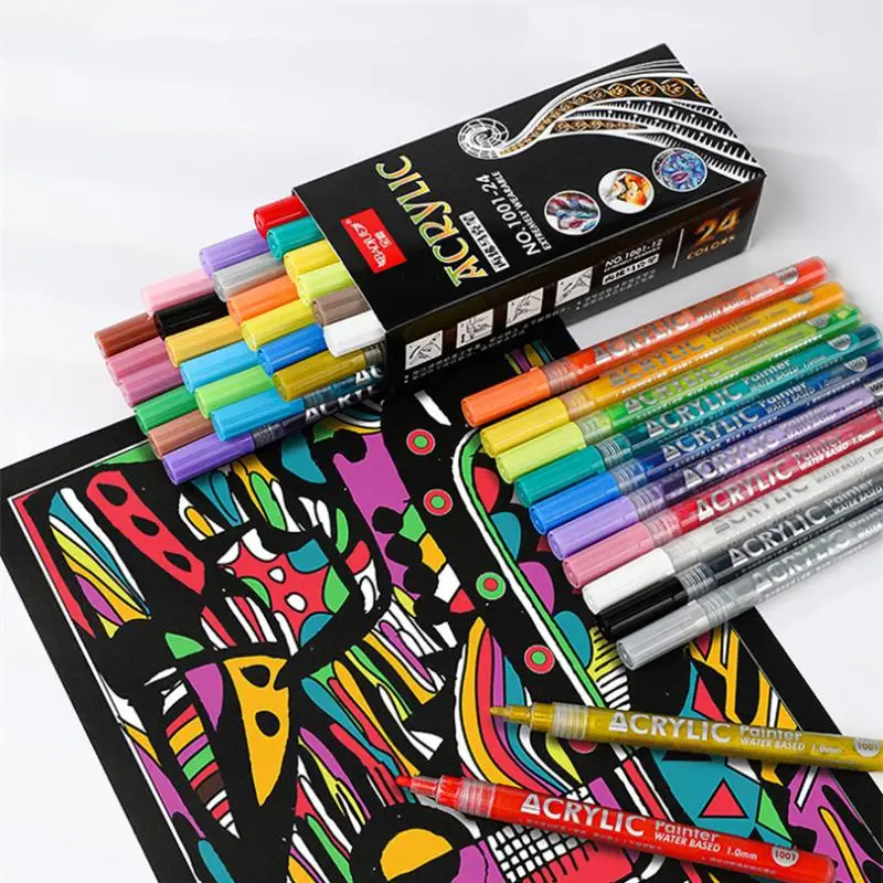 

12 цветов, акриловые художественные маркеры для рисования, набор ручек для рисования по камню, керамике, стеклу, детской ткани, граффити, рисование