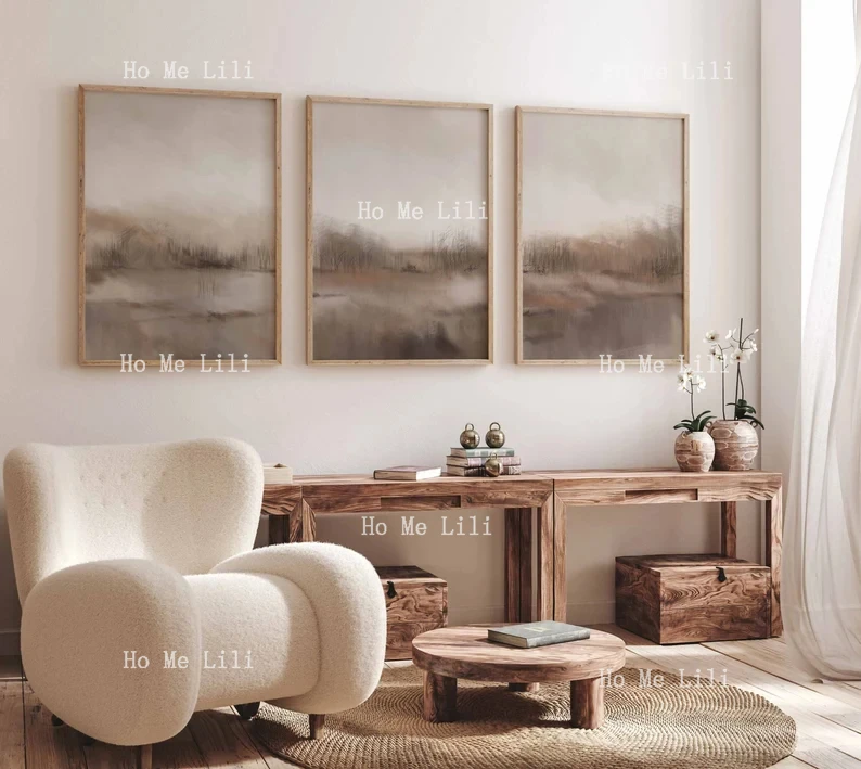 Набор из 3-х настенных художественных принтов в фермерском доме пейзажных