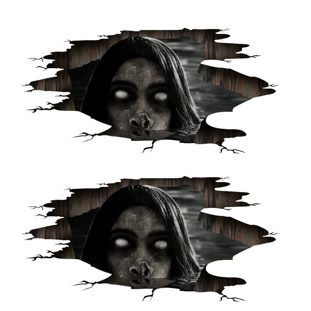 

Wall Sticker Decals Floor Stickers Spooky Horrible 3D Scary Wallpaper Decal Through Or Treat Trick Pattern Decor Party Corpse