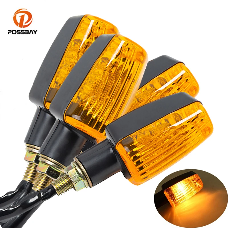 

POSSBAY 4Pcs Universal Motorcycle Turn Signal Light Blinker Bulb 12V 10W Amber for Honda Kawasaki Suzuki Yamaha Flasher Lamp