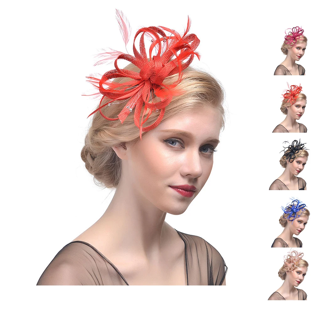 

Женская Цветочная заколка для волос, с перьями