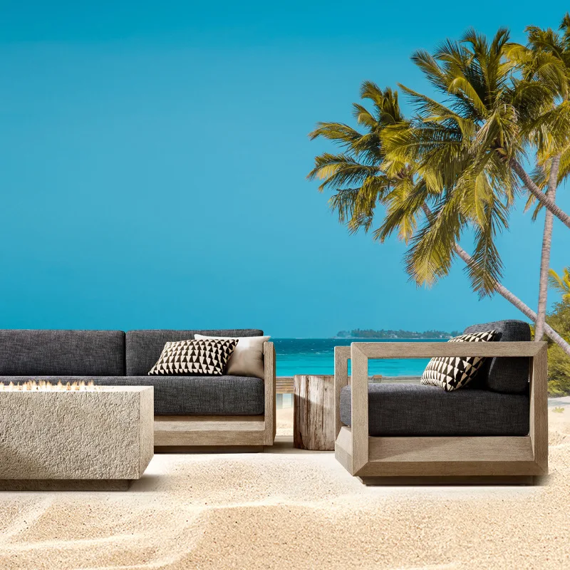 Комбинированный чехол для уличного дивана всепогодный садовый из тикового