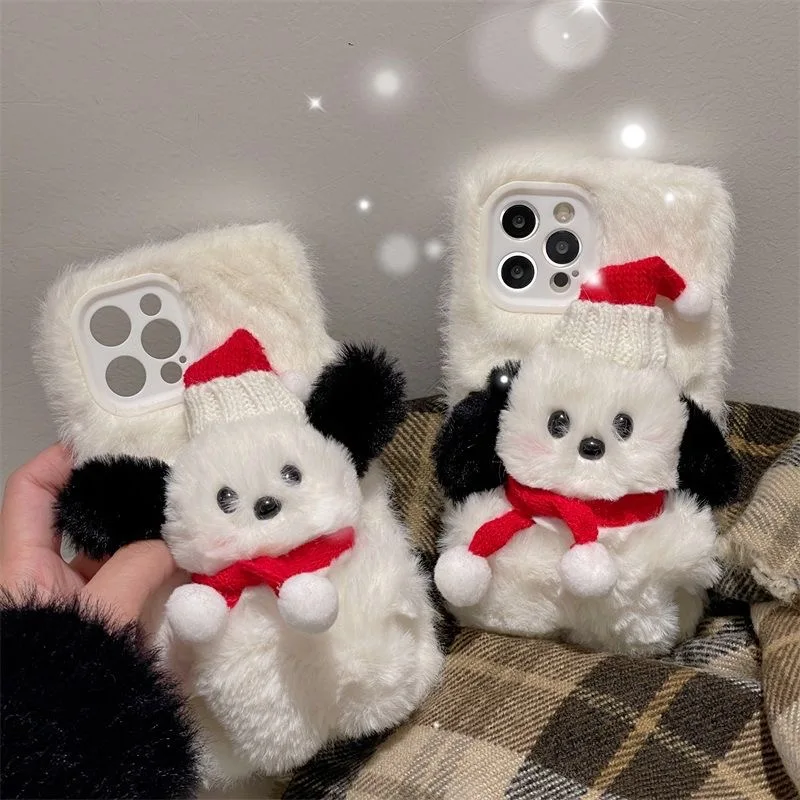 

Cute cartoon Christmas Pochacco Phone Cases For iPhone 14 13 12 11 Pro Max plush doll Back Cover