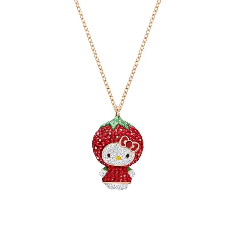 

Hello Kitty Cute Jewelry for Women Sanrio Diamonds Butterfly Necklace Lovely Cat Charms Choker Packaging Girls Birthdays Gifts