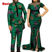 newest african wedding clothing men suit women floor length dress with pearls on necklace wyq726