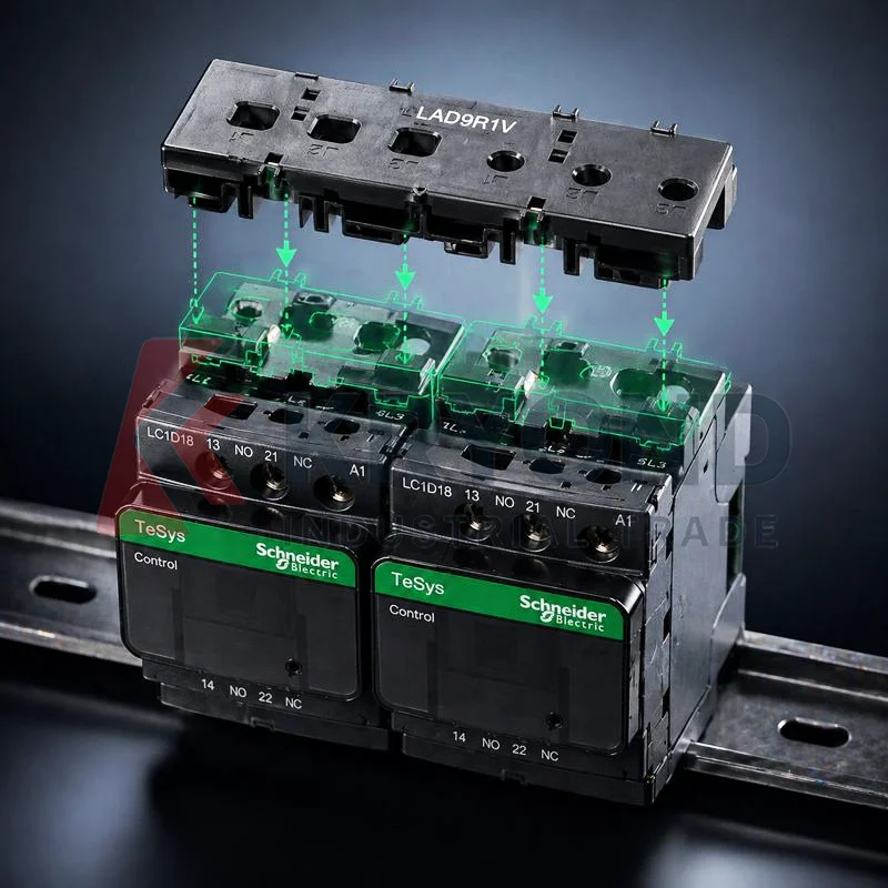 Фото Комплект механических блокировок Schneider LAD9R1V для реверсивных контакторов TeSys LC1D09 LC1D38, аксессуары для управления, крепление на DIN-рейку №3