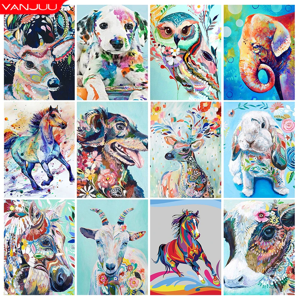 

Animal 5D DIY Diamond Painting Dog Horse Elephant Diamond Art Picture Full Diamond Mosaic DIY Home Decor Painting Birthday Gift