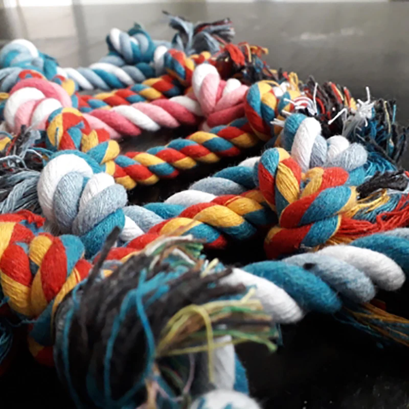 

3PCS Pet Dog Puppy Cotton Chew Knot Toy Gift Durable Braided Bone Molar Rope 17CM Pets Teeth Cleaning Tool Supplies Random Color